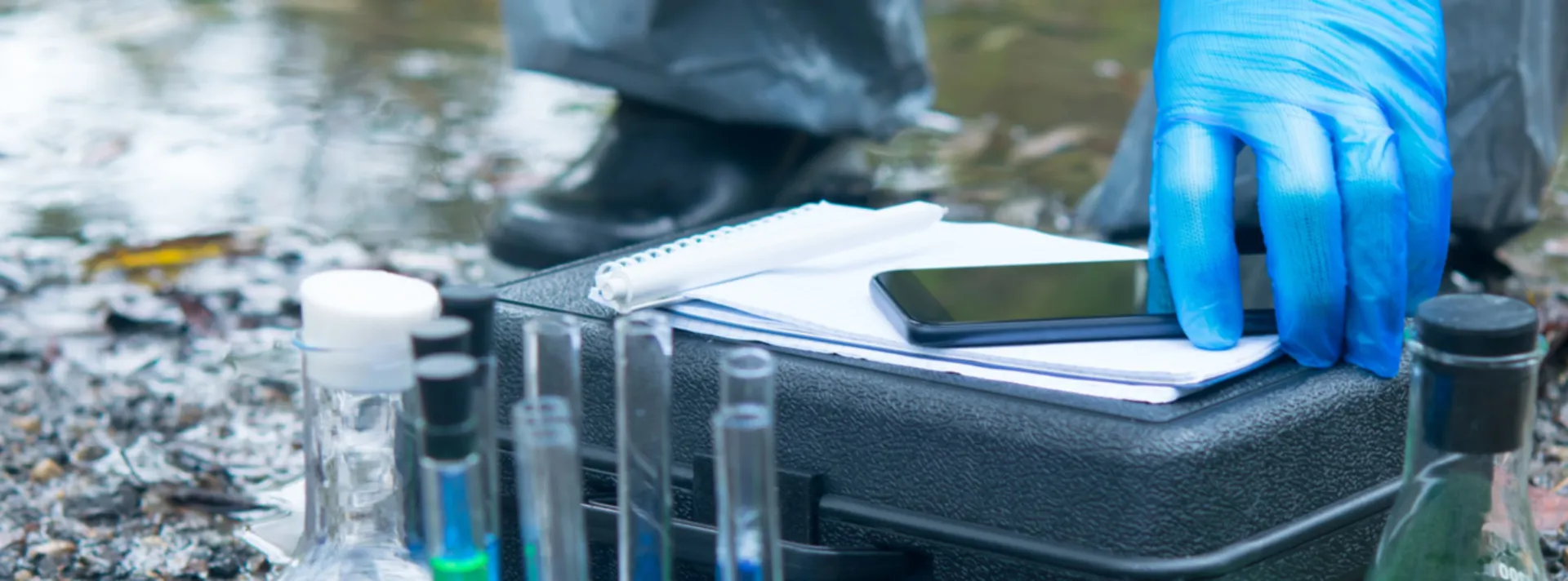 Scientist taking water samples