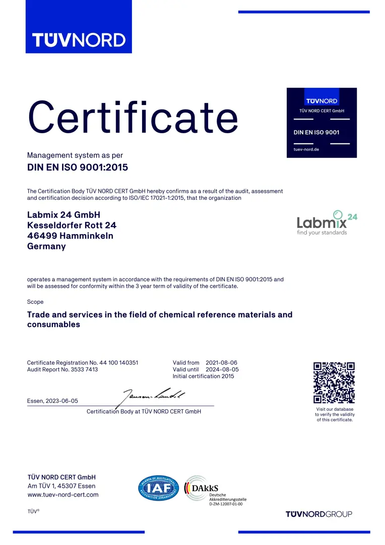 Labmix24 ISO 9001:2015 Certificate