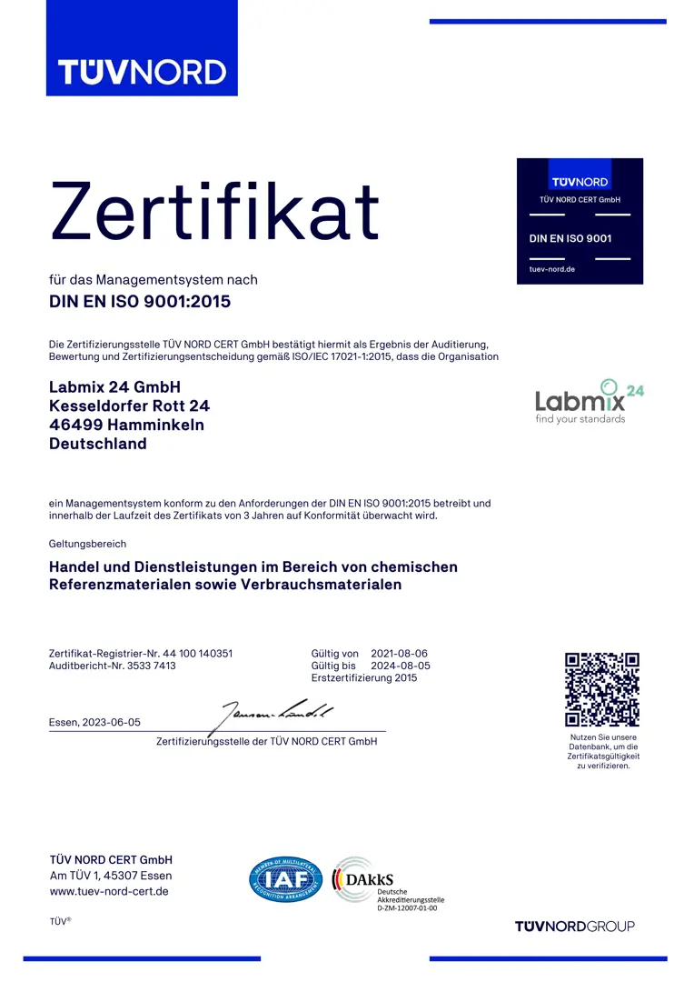 Labmix24 ISO 9001:2015 Zertifikat